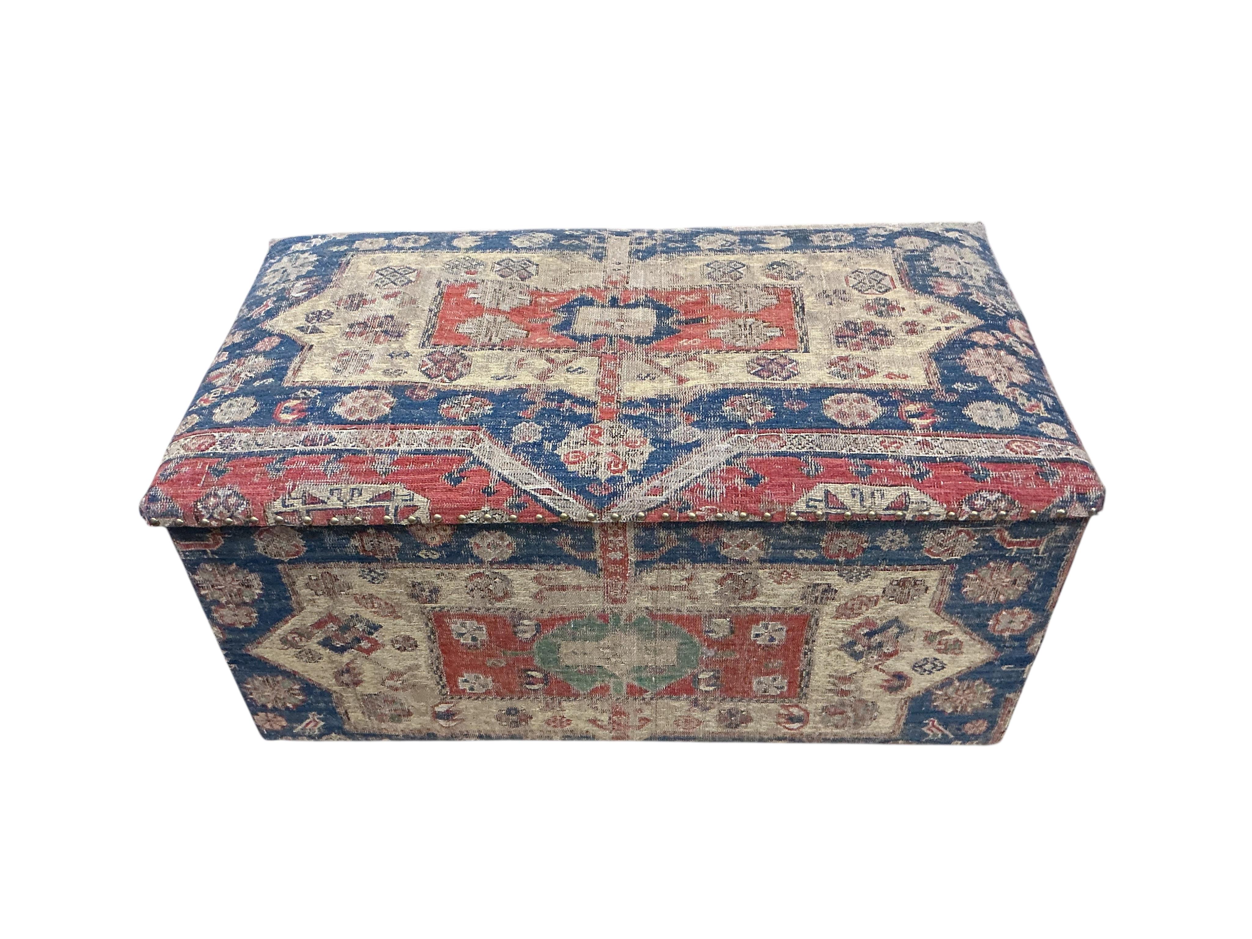 A Soumac covered blanket chest, width 98cm, depth 54cm, height 46cm